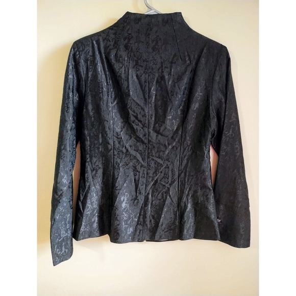 Miniye Sz M Black Textured Asian Jacket Toggle Closure Blazer - Picture 2 of 3